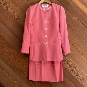 Vintage 90’s Paris France designer power pink wool suit set